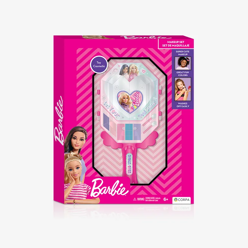 Hand mirror with cosmetics in a box, Barbie