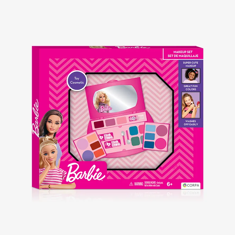2 Decks slideable cosmetic case with mirror, Barbie