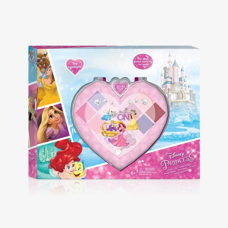 Big Heart Cosmetic Case in a box with capitone, Disney Princess