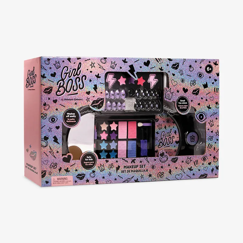 2 Decks Sliding Handbag With Makeup, Girl Boss