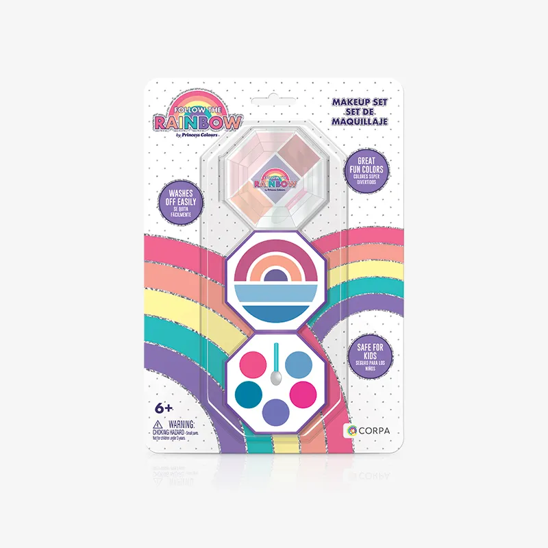 3 Decks Small Octagonal Makeup Case, Follow the Rainbow