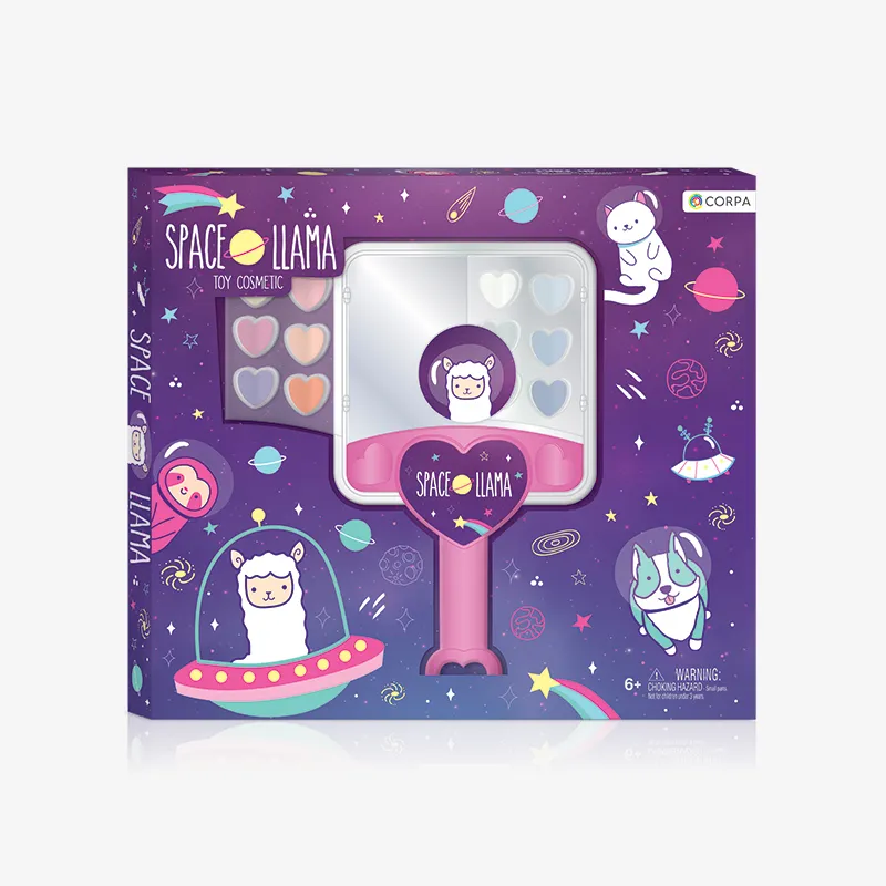 Vanity mirror with cosmetics., Space Llama