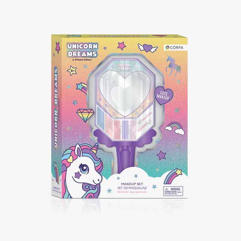 Hand mirror with cosmetics in a box, Unicorn Dreams