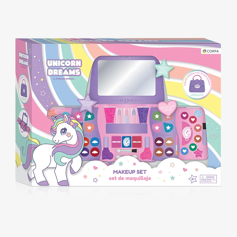5 Decks Sliding Handbag with Makeup, Unicorn Dreams